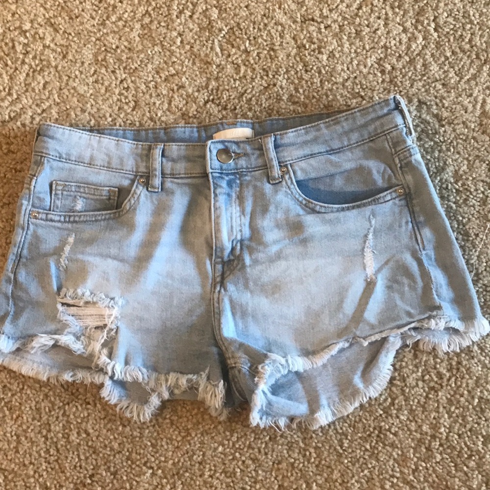 Light denim jean shorts